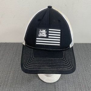 Truck Flag Trucker Hat Mens Adjustable Black White Mesh Back Snapback Fierce 901